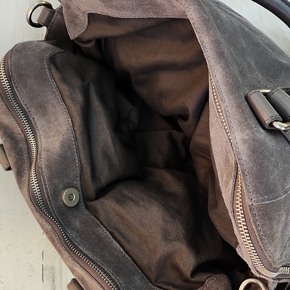 AUDREY BROOKE GREY SUEDE SATCHEL BAG - Picture 6 of 10